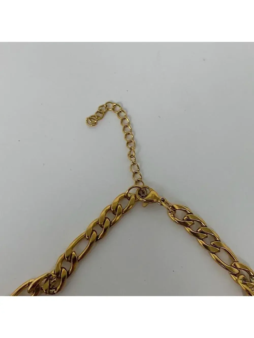 Y2K Gold Stainless Steel Cross Pendant Stone Necklace 20 Inch Unisex